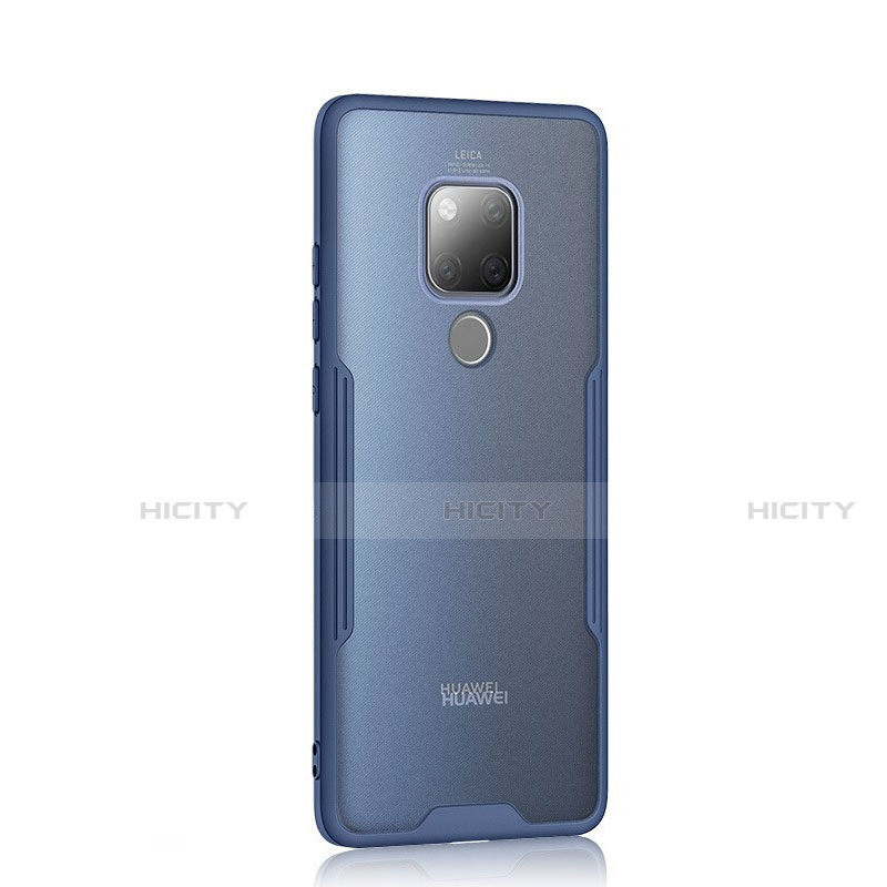 Coque Rebord Contour Silicone et Vitre Transparente Miroir Housse Etui H04 pour Huawei Mate 20 Bleu Plus