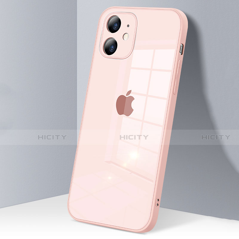 Coque Rebord Contour Silicone et Vitre Transparente Miroir Housse Etui H06 pour Apple iPhone 12 Mini Rose Plus