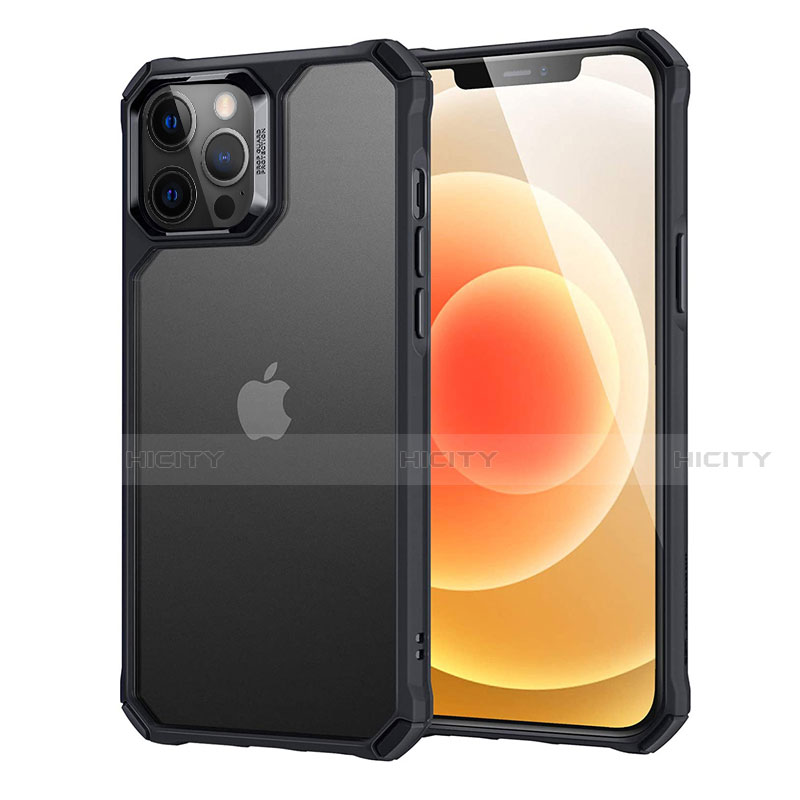 Coque Rebord Contour Silicone et Vitre Transparente Miroir Housse Etui H07 pour Apple iPhone 12 Pro Max Noir Plus