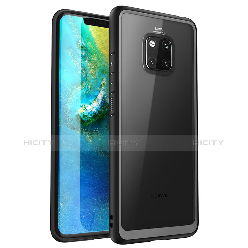 Coque Rebord Contour Silicone et Vitre Transparente Miroir Housse Etui M01 pour Huawei Mate 20 Pro Noir Plus