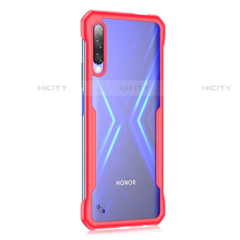 Coque Rebord Contour Silicone et Vitre Transparente Miroir Housse Etui M01 pour Huawei P Smart Pro (2019) Rouge Plus