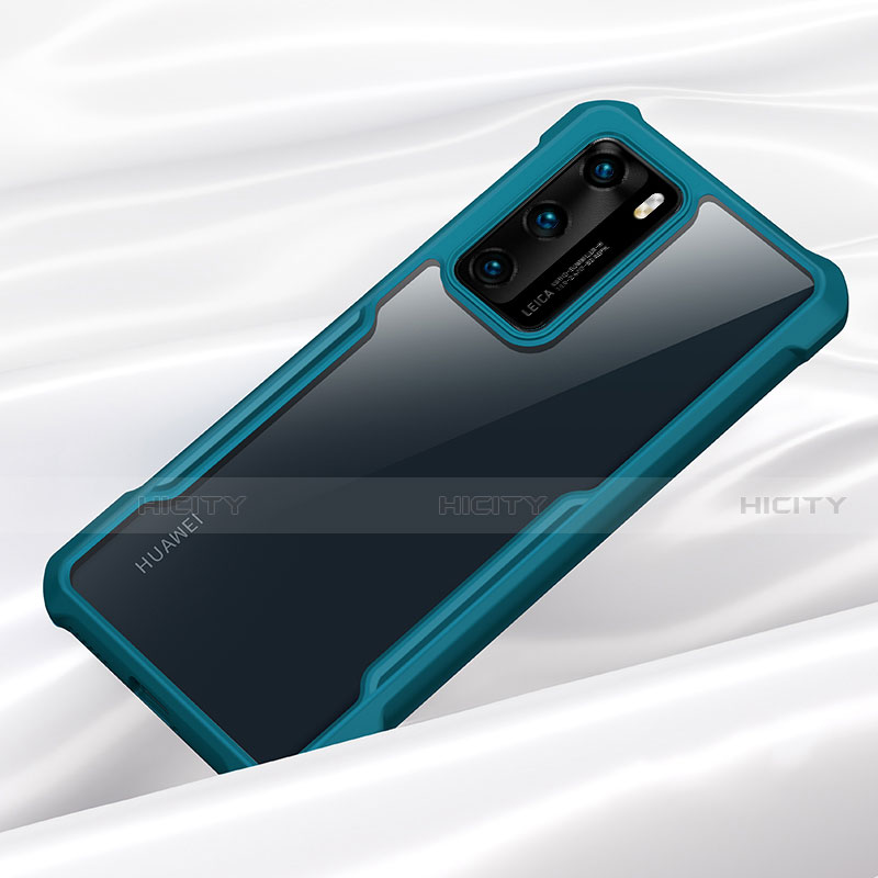 Coque Rebord Contour Silicone et Vitre Transparente Miroir Housse Etui M01 pour Huawei P40 Cyan Plus