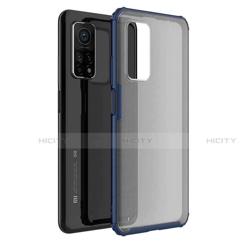 Coque Rebord Contour Silicone et Vitre Transparente Miroir Housse Etui M01 pour Xiaomi Mi 10T 5G Bleu Plus