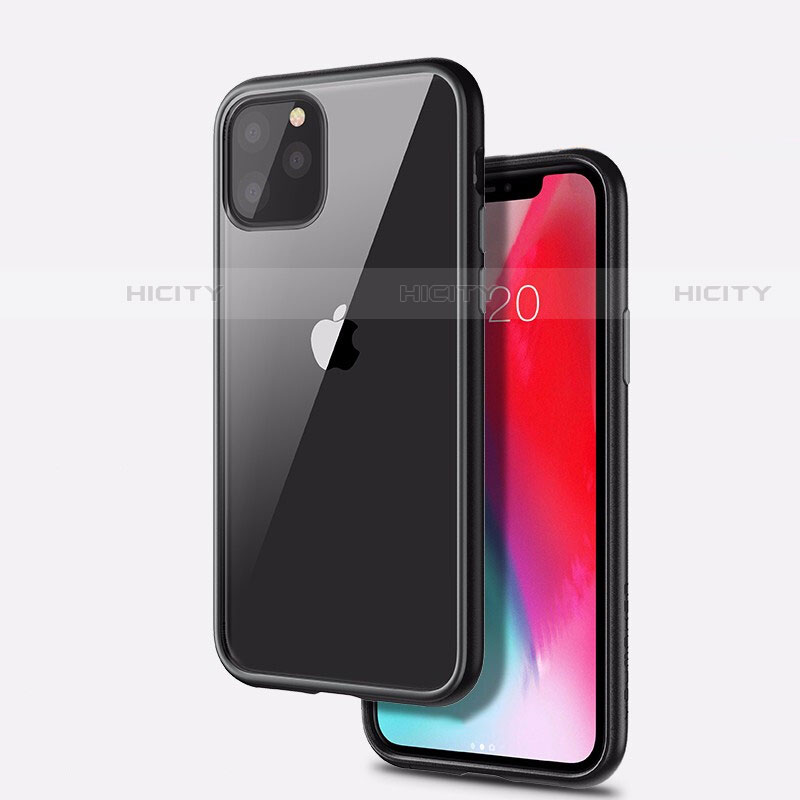 Coque Rebord Contour Silicone et Vitre Transparente Miroir Housse Etui M02 pour Apple iPhone 11 Pro Max Noir Plus