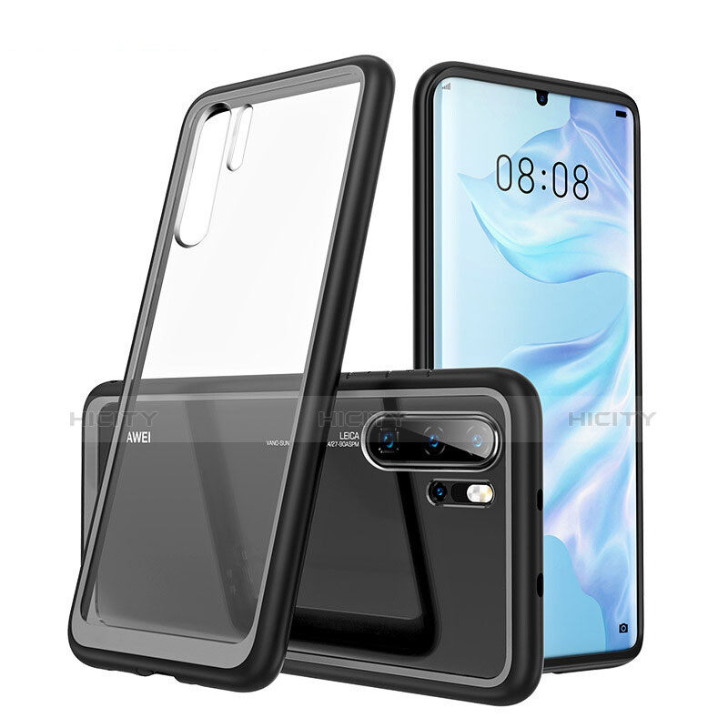 Coque Rebord Contour Silicone et Vitre Transparente Miroir Housse Etui M02 pour Huawei P30 Pro New Edition Noir Plus