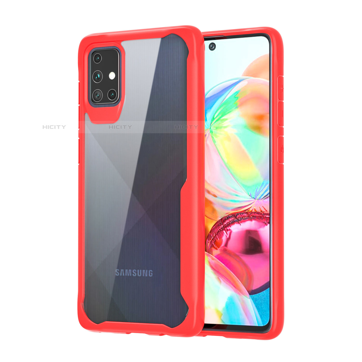 Coque Rebord Contour Silicone et Vitre Transparente Miroir Housse Etui M02 pour Samsung Galaxy A71 5G Plus