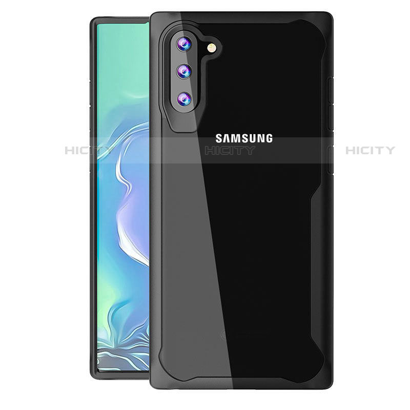 Coque Rebord Contour Silicone et Vitre Transparente Miroir Housse Etui M02 pour Samsung Galaxy Note 10 5G Noir Plus