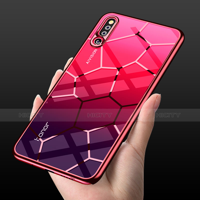 Coque Rebord Contour Silicone et Vitre Transparente Miroir Housse Etui M03 pour Huawei Honor Magic 2 Rouge Plus