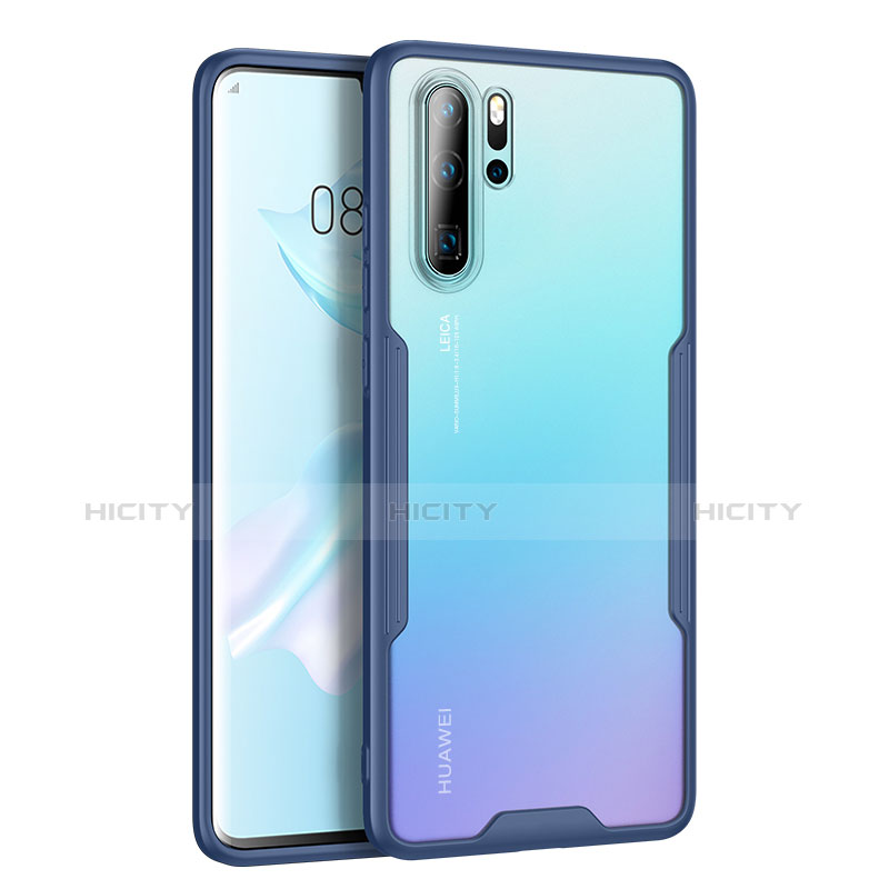 Coque Rebord Contour Silicone et Vitre Transparente Miroir Housse Etui M03 pour Huawei P30 Pro Bleu Plus