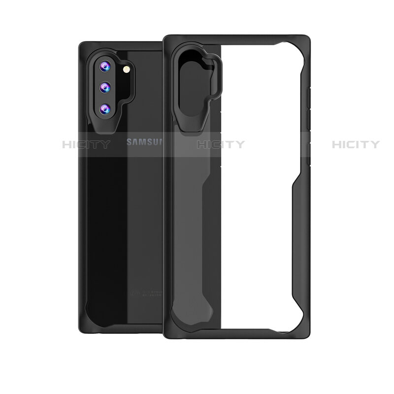 Coque Rebord Contour Silicone et Vitre Transparente Miroir Housse Etui M03 pour Samsung Galaxy Note 10 Plus 5G Noir Plus