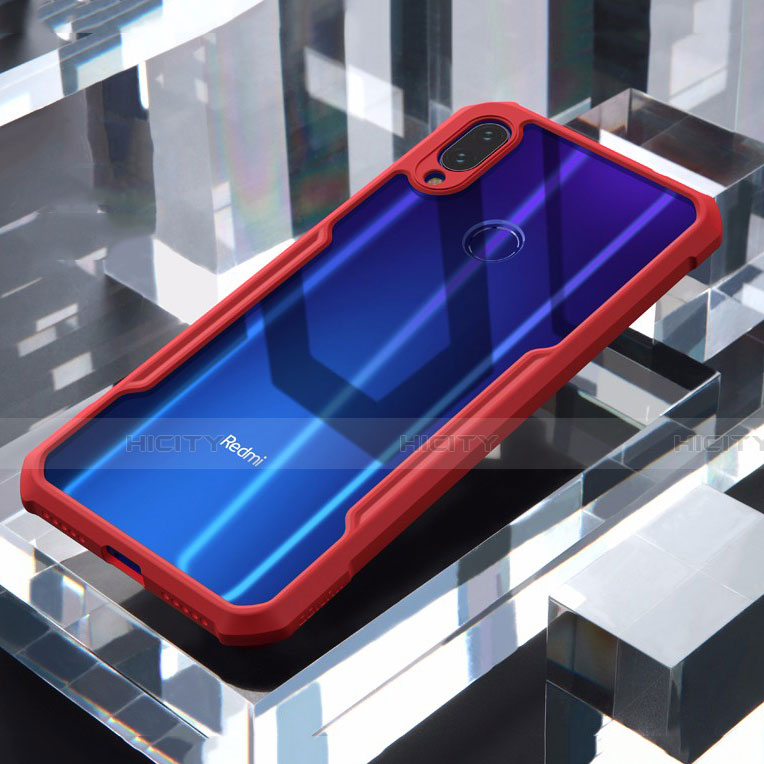 Coque Rebord Contour Silicone et Vitre Transparente Miroir Housse Etui M03 pour Xiaomi Redmi Note 7 Rouge Plus