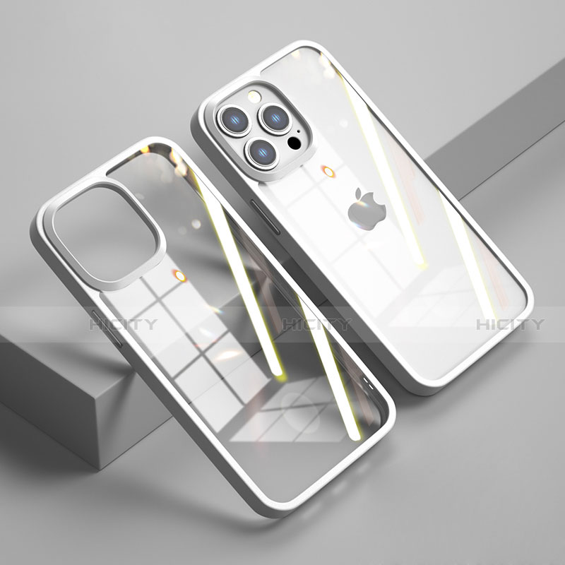 Coque Rebord Contour Silicone et Vitre Transparente Miroir Housse Etui M04 pour Apple iPhone 14 Pro Max Plus