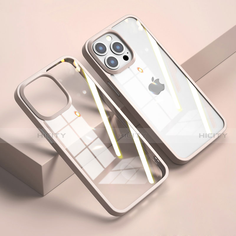Coque Rebord Contour Silicone et Vitre Transparente Miroir Housse Etui M04 pour Apple iPhone 14 Pro Max Plus