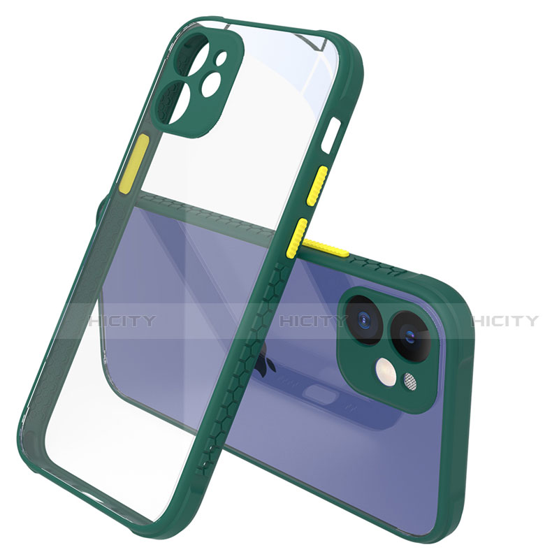 Coque Rebord Contour Silicone et Vitre Transparente Miroir Housse Etui M05 pour Apple iPhone 12 Vert Plus