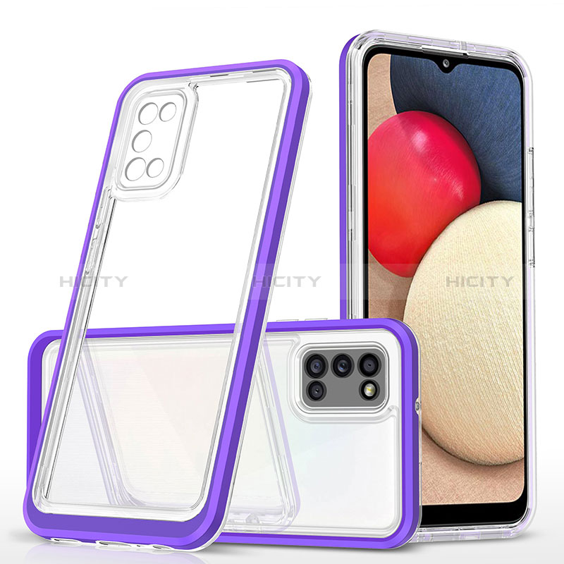 Coque Rebord Contour Silicone et Vitre Transparente Miroir Housse Etui MQ1 pour Samsung Galaxy A02s Plus