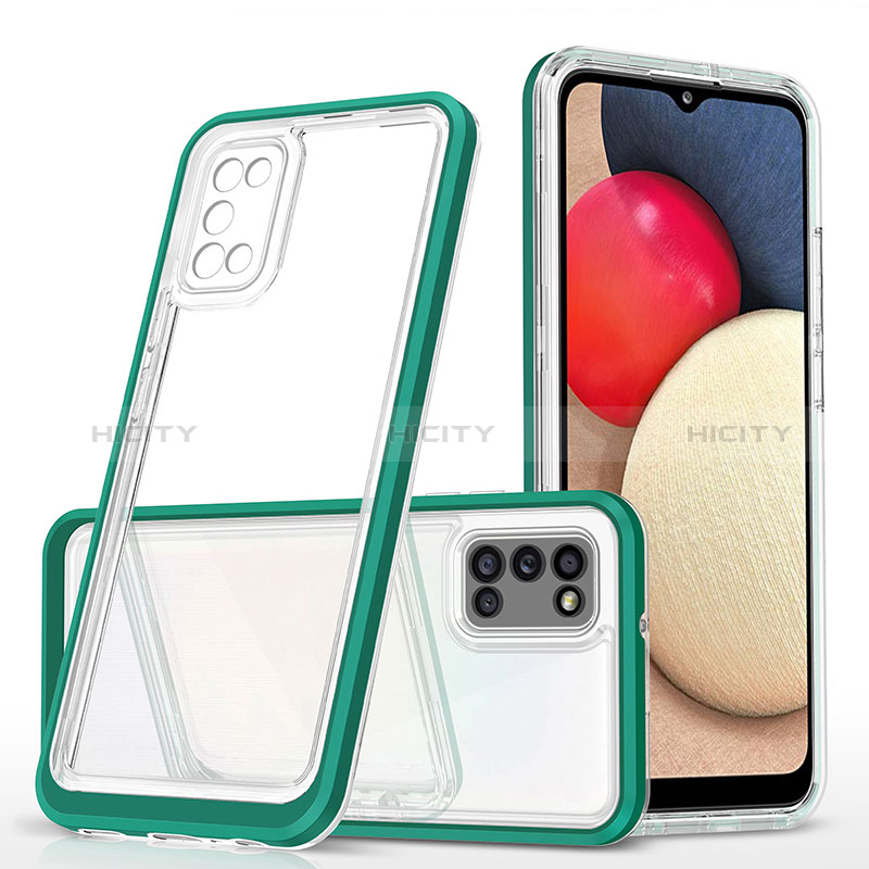 Coque Rebord Contour Silicone et Vitre Transparente Miroir Housse Etui MQ1 pour Samsung Galaxy A02s Vert Plus