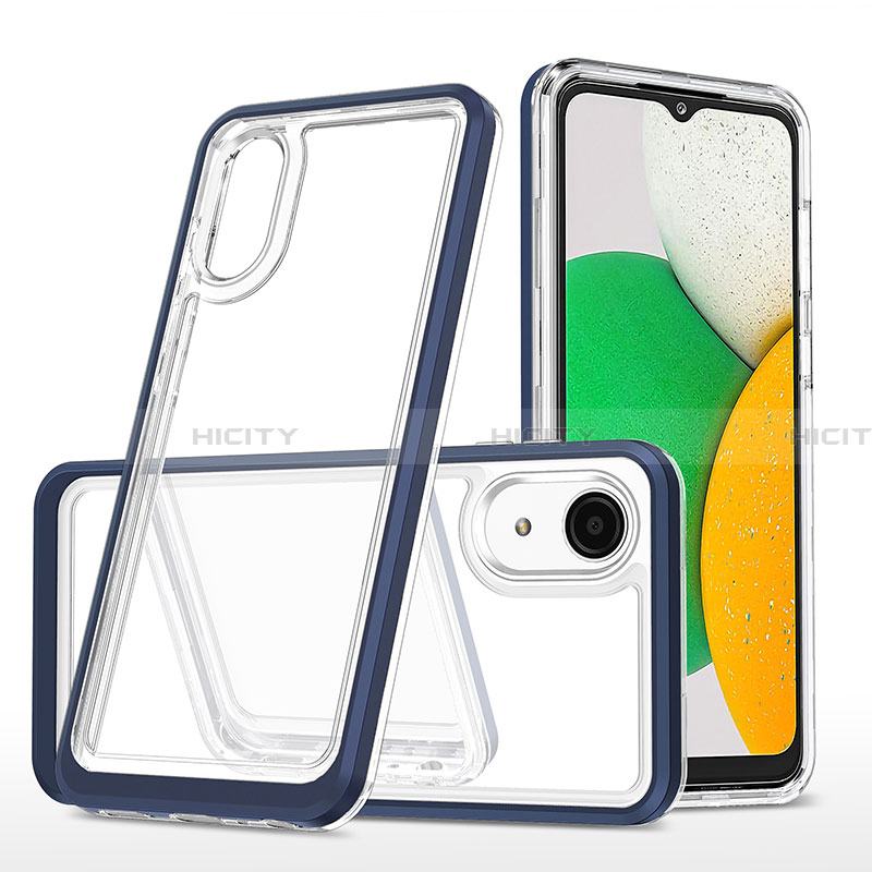 Coque Rebord Contour Silicone et Vitre Transparente Miroir Housse Etui MQ1 pour Samsung Galaxy A03 Core Bleu Plus