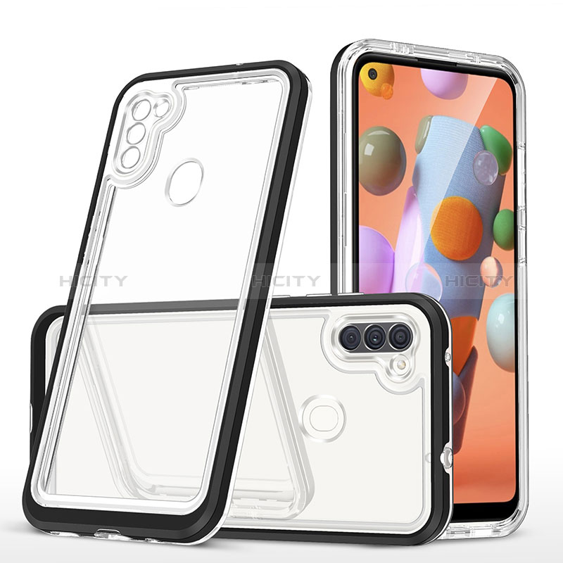 Coque Rebord Contour Silicone et Vitre Transparente Miroir Housse Etui MQ1 pour Samsung Galaxy A11 Plus