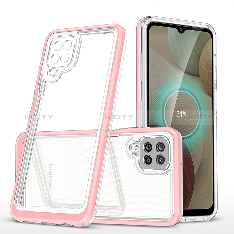 Coque Rebord Contour Silicone et Vitre Transparente Miroir Housse Etui MQ1 pour Samsung Galaxy A12 5G Or Rose Plus