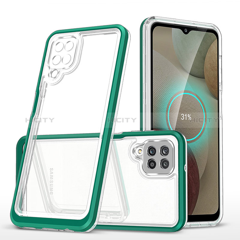 Coque Rebord Contour Silicone et Vitre Transparente Miroir Housse Etui MQ1 pour Samsung Galaxy A12 5G Vert Plus