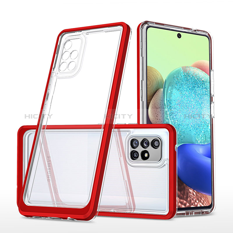 Coque Rebord Contour Silicone et Vitre Transparente Miroir Housse Etui MQ1 pour Samsung Galaxy A71 4G A715 Rouge Plus