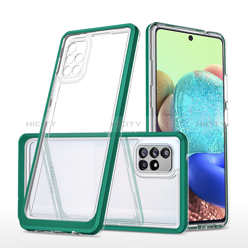 Coque Rebord Contour Silicone et Vitre Transparente Miroir Housse Etui MQ1 pour Samsung Galaxy A71 5G Vert Plus
