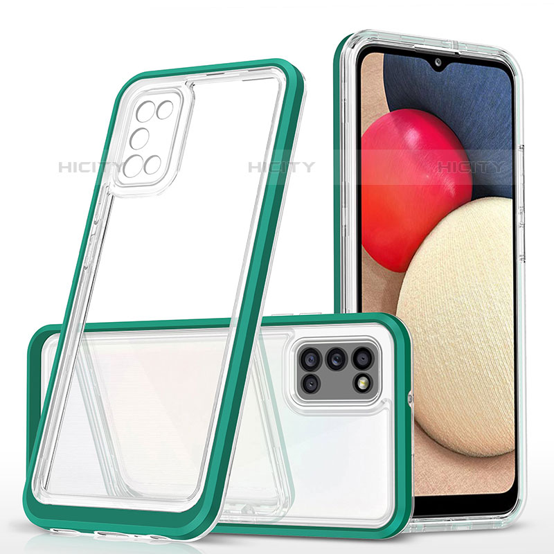 Coque Rebord Contour Silicone et Vitre Transparente Miroir Housse Etui MQ1 pour Samsung Galaxy M02s Vert Plus