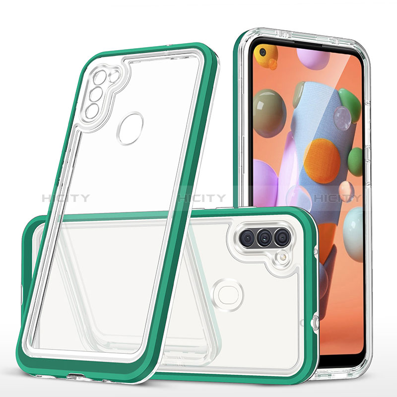 Coque Rebord Contour Silicone et Vitre Transparente Miroir Housse Etui MQ1 pour Samsung Galaxy M11 Plus