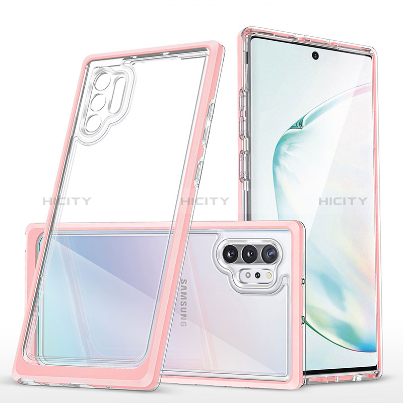 Coque Rebord Contour Silicone et Vitre Transparente Miroir Housse Etui MQ1 pour Samsung Galaxy Note 10 Plus 5G Or Rose Plus