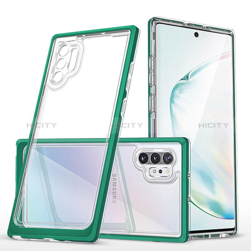 Coque Rebord Contour Silicone et Vitre Transparente Miroir Housse Etui MQ1 pour Samsung Galaxy Note 10 Plus 5G Vert Plus