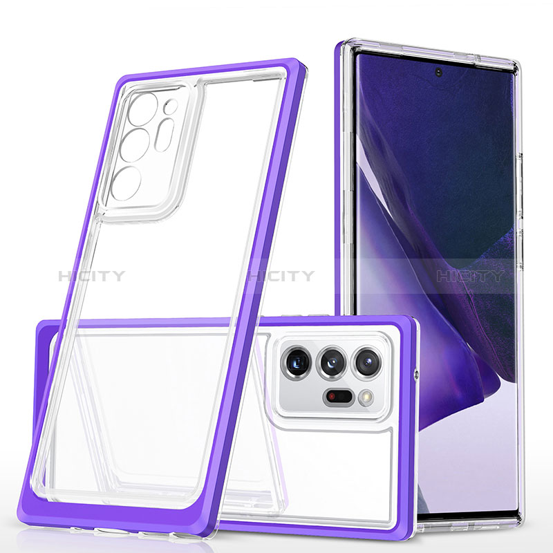 Coque Rebord Contour Silicone et Vitre Transparente Miroir Housse Etui MQ1 pour Samsung Galaxy Note 20 Ultra 5G Violet Plus