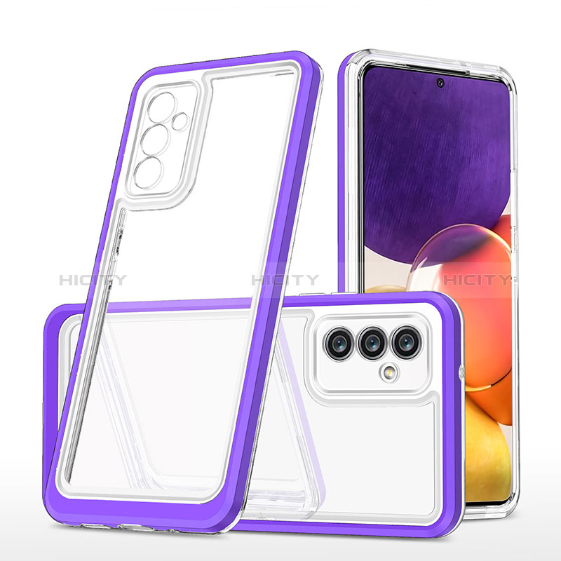 Coque Rebord Contour Silicone et Vitre Transparente Miroir Housse Etui MQ1 pour Samsung Galaxy Quantum2 5G Violet Plus