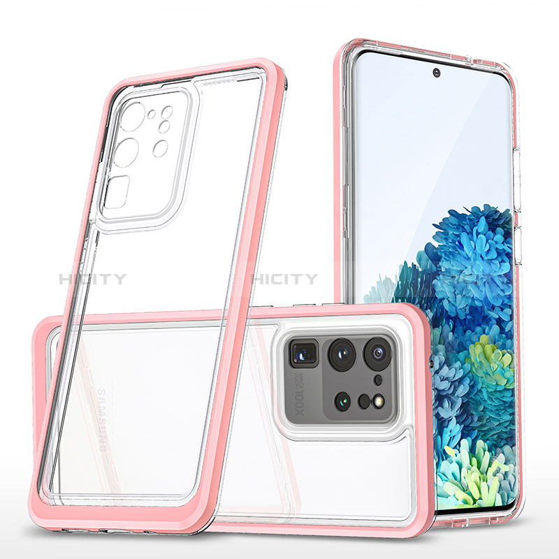 Coque Rebord Contour Silicone et Vitre Transparente Miroir Housse Etui MQ1 pour Samsung Galaxy S20 Ultra 5G Or Rose Plus