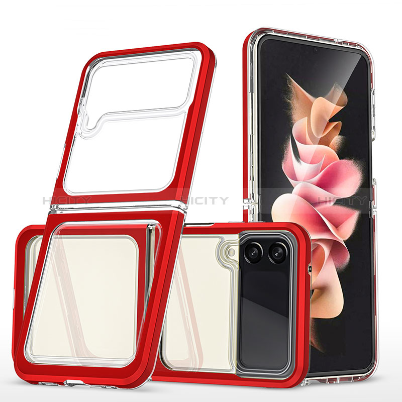 Coque Rebord Contour Silicone et Vitre Transparente Miroir Housse Etui MQ1 pour Samsung Galaxy Z Flip3 5G Plus