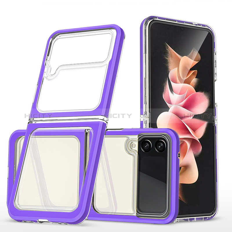 Coque Rebord Contour Silicone et Vitre Transparente Miroir Housse Etui MQ1 pour Samsung Galaxy Z Flip3 5G Plus