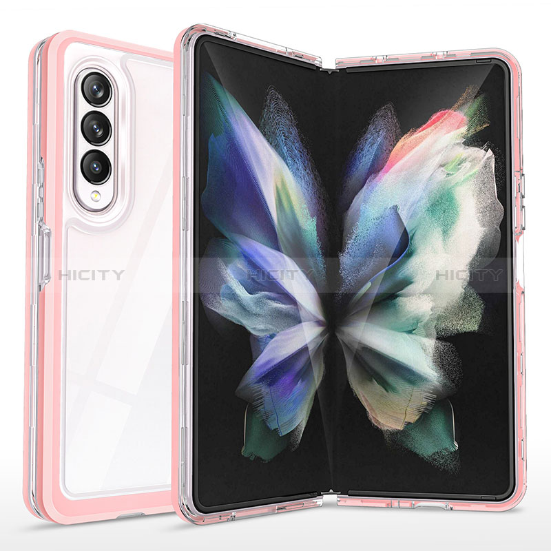 Coque Rebord Contour Silicone et Vitre Transparente Miroir Housse Etui MQ1 pour Samsung Galaxy Z Fold3 5G Plus