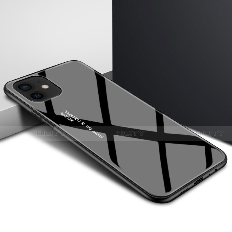 Coque Rebord Contour Silicone et Vitre Transparente Miroir Housse Etui N01 pour Apple iPhone 12 Noir Plus