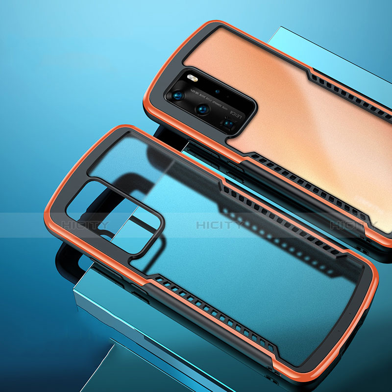 Coque Rebord Contour Silicone et Vitre Transparente Miroir Housse Etui N01 pour Huawei P40 Pro Orange Plus