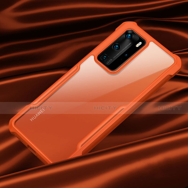 Coque Rebord Contour Silicone et Vitre Transparente Miroir Housse Etui N07 pour Huawei P40 Pro Orange Plus