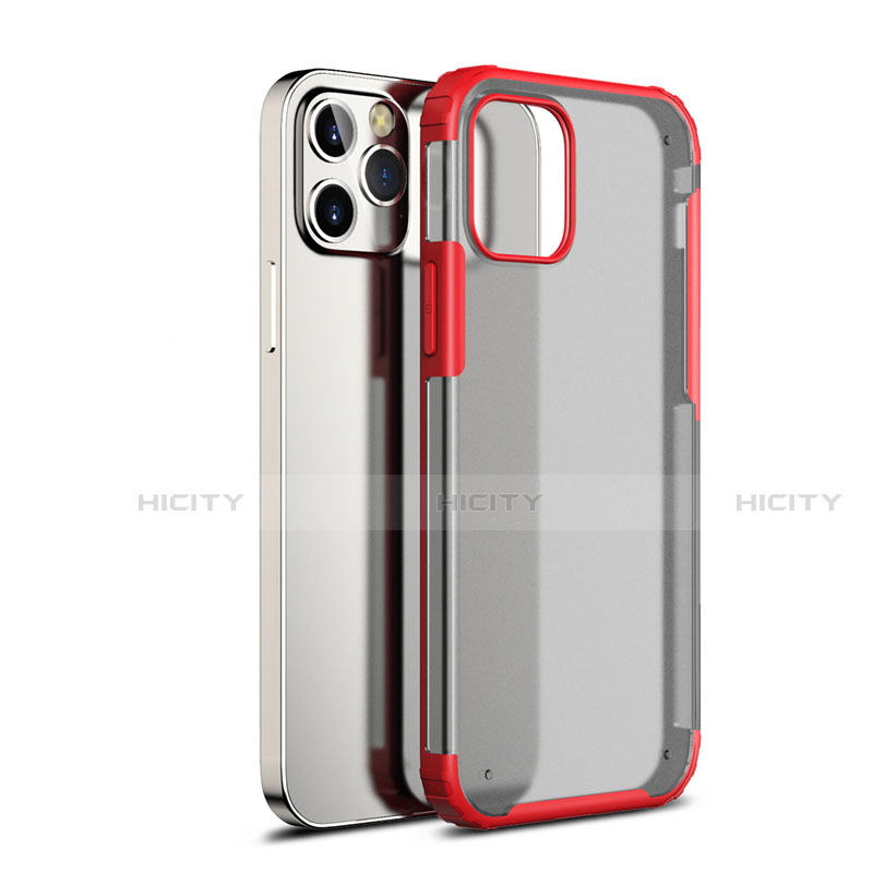 Coque Rebord Contour Silicone et Vitre Transparente Miroir Housse Etui pour Apple iPhone 12 Max Rouge Plus