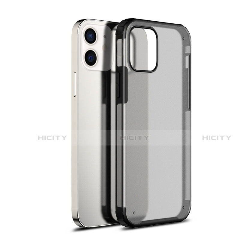 Coque Rebord Contour Silicone et Vitre Transparente Miroir Housse Etui pour Apple iPhone 12 Noir Plus