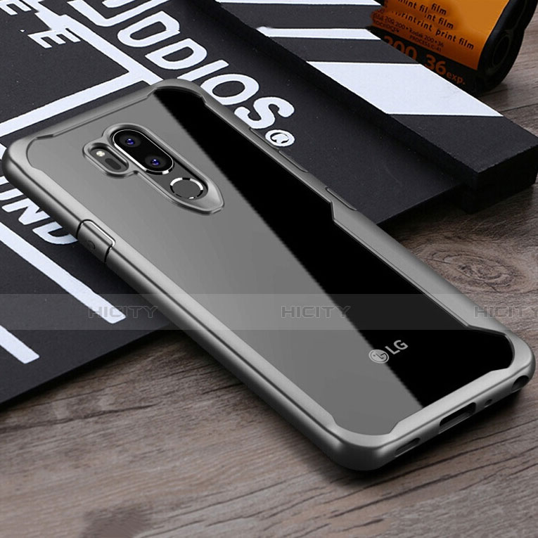 Coque Rebord Contour Silicone et Vitre Transparente Miroir Housse Etui pour LG G7 Gris Plus