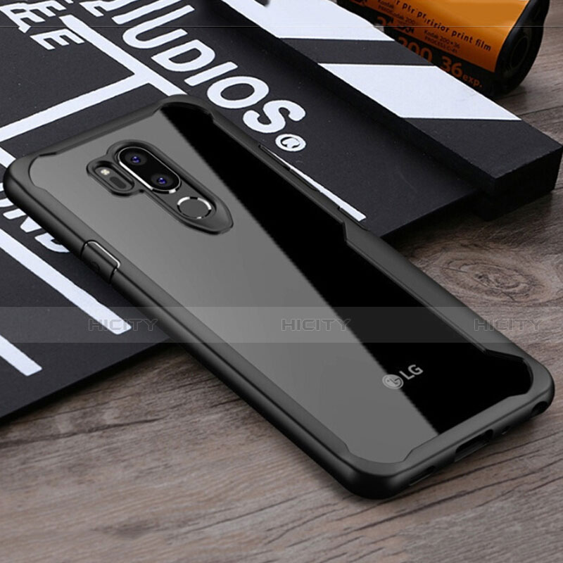 Coque Rebord Contour Silicone et Vitre Transparente Miroir Housse Etui pour LG G7 Noir Plus