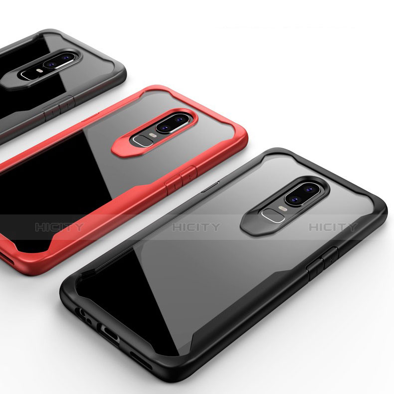 Coque Rebord Contour Silicone et Vitre Transparente Miroir Housse Etui pour OnePlus 6T Plus