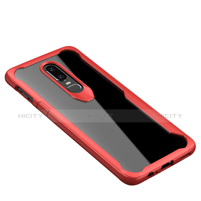 Coque Rebord Contour Silicone et Vitre Transparente Miroir Housse Etui pour OnePlus 6T Plus