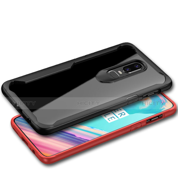 Coque Rebord Contour Silicone et Vitre Transparente Miroir Housse Etui pour OnePlus 6T Plus