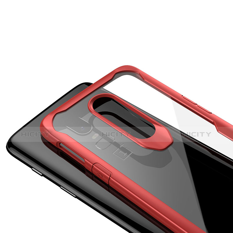 Coque Rebord Contour Silicone et Vitre Transparente Miroir Housse Etui pour OnePlus 6T Plus