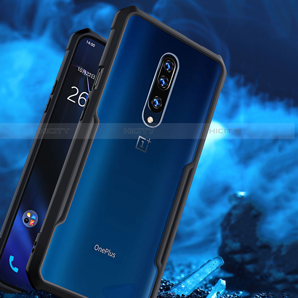 Coque Rebord Contour Silicone et Vitre Transparente Miroir Housse Etui pour OnePlus 7 Pro Plus