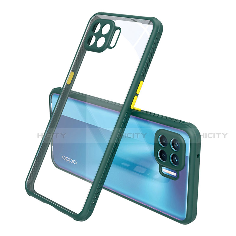 Coque Rebord Contour Silicone et Vitre Transparente Miroir Housse Etui pour Oppo F17 Pro Vert Nuit Plus