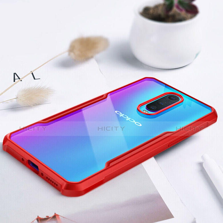 Coque Rebord Contour Silicone et Vitre Transparente Miroir Housse Etui pour Oppo R17 Pro Rouge Plus